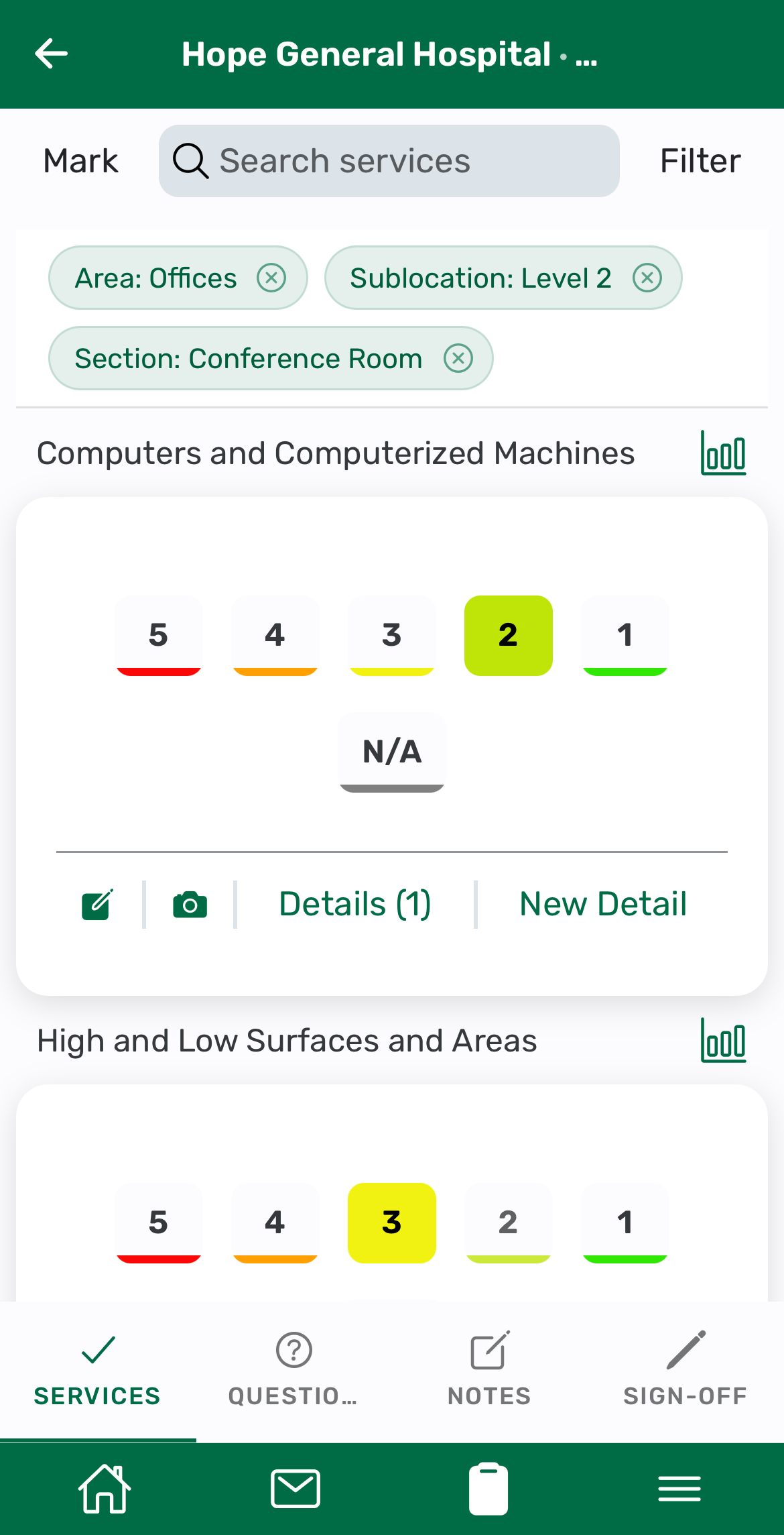 Screenshot: Inspection detail capture