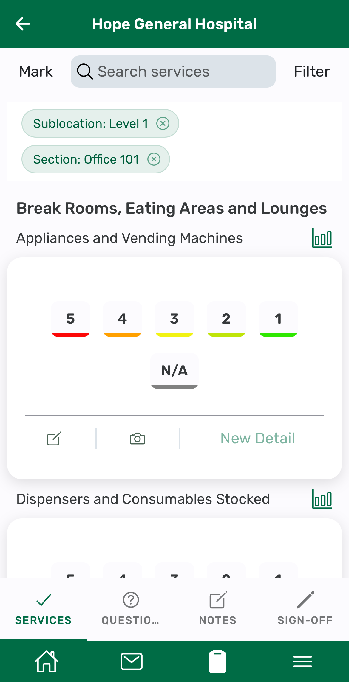 Screenshot: Services Tab