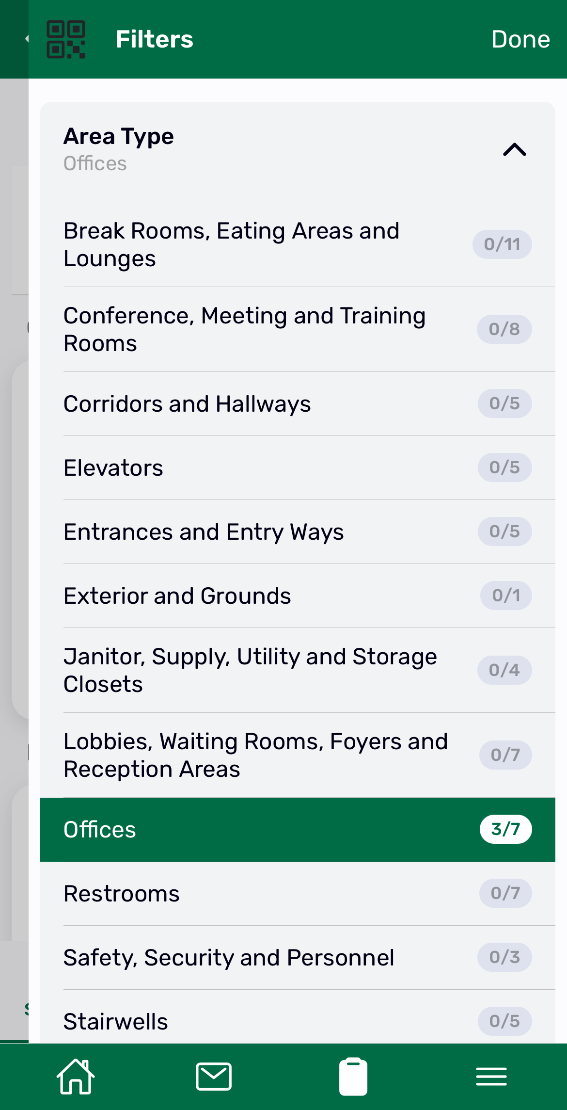 Screenshot: Use filters during the inspection
