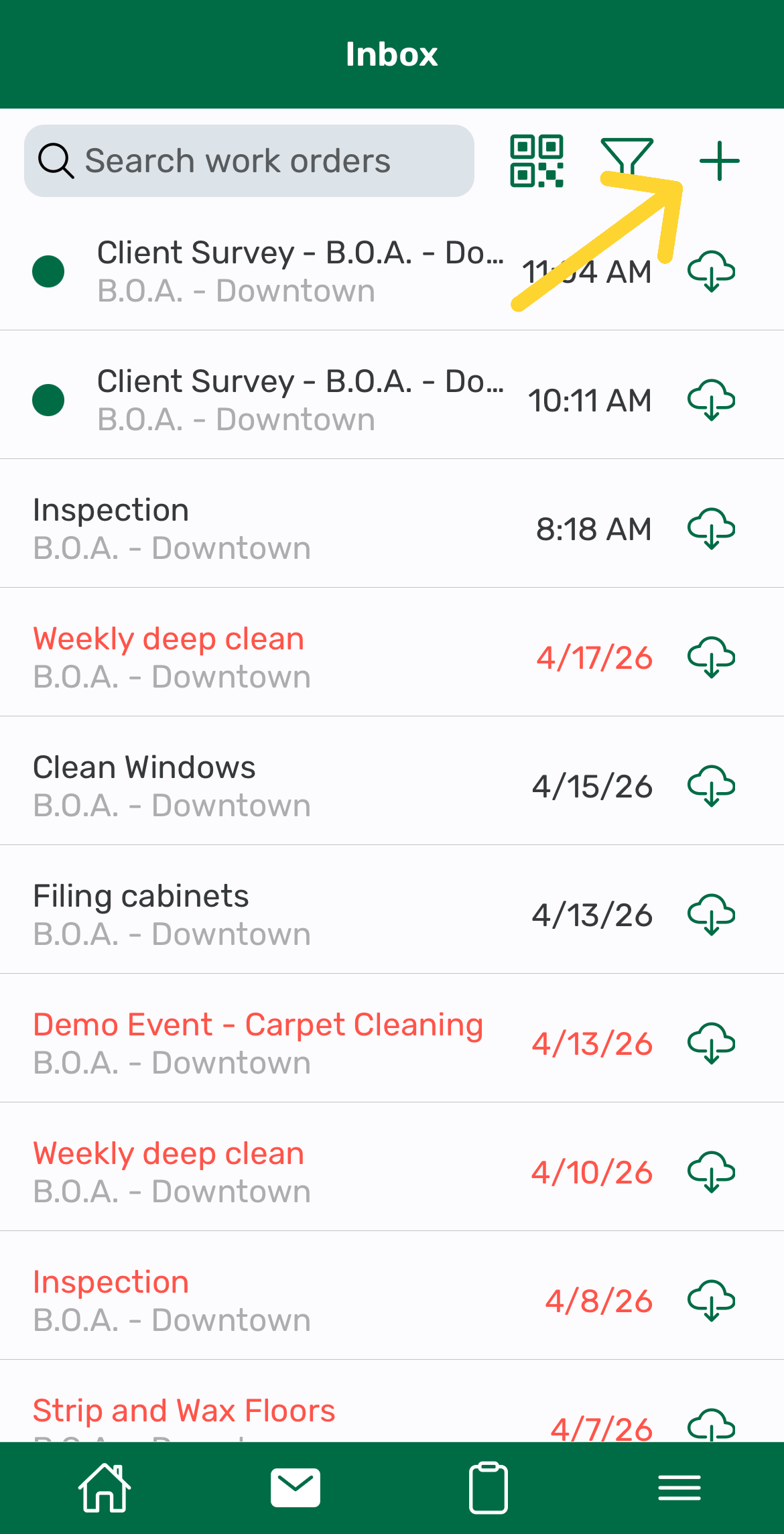Screenshot: Create a New Work Order