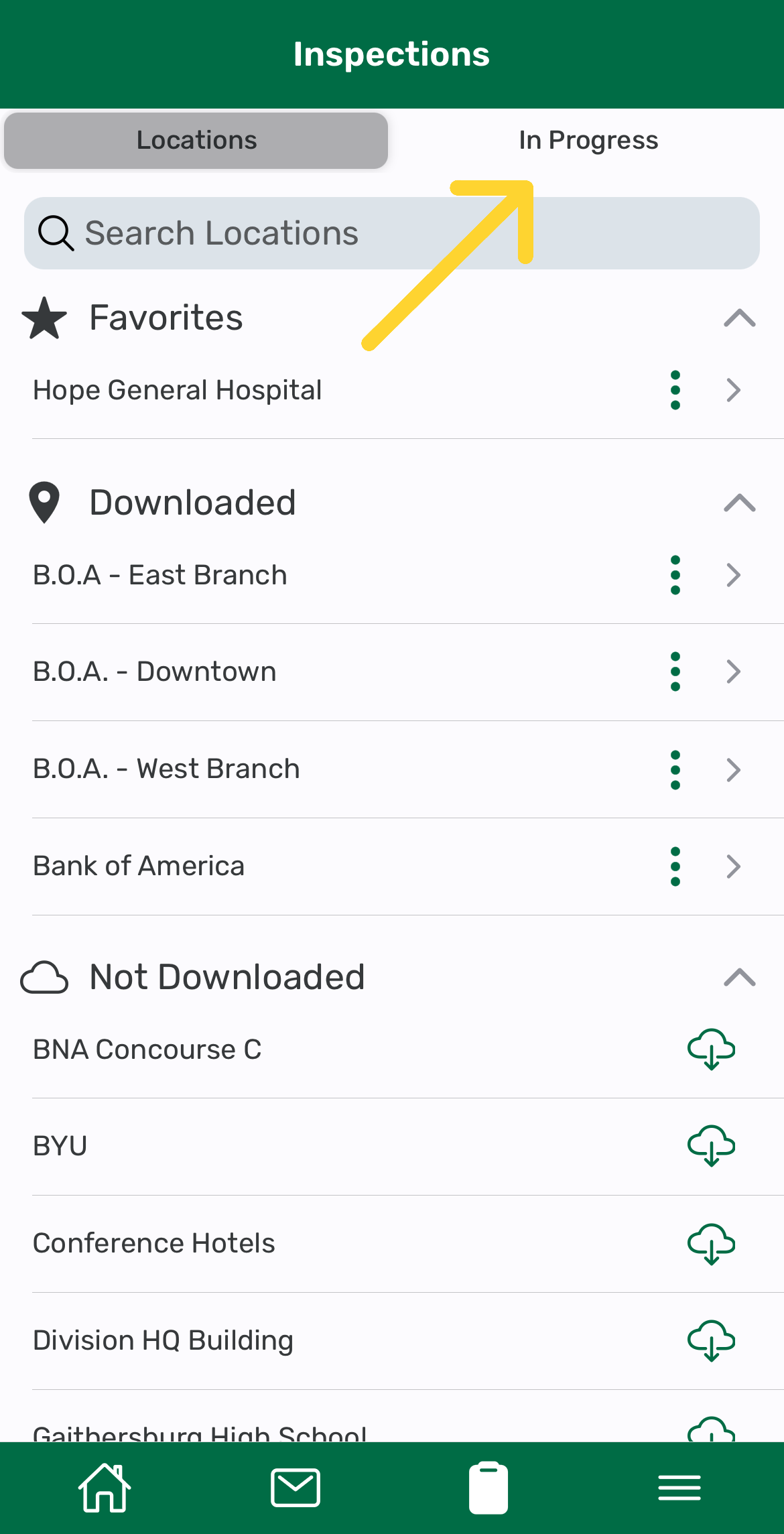 Screenshot: Option 2: From your service locations list